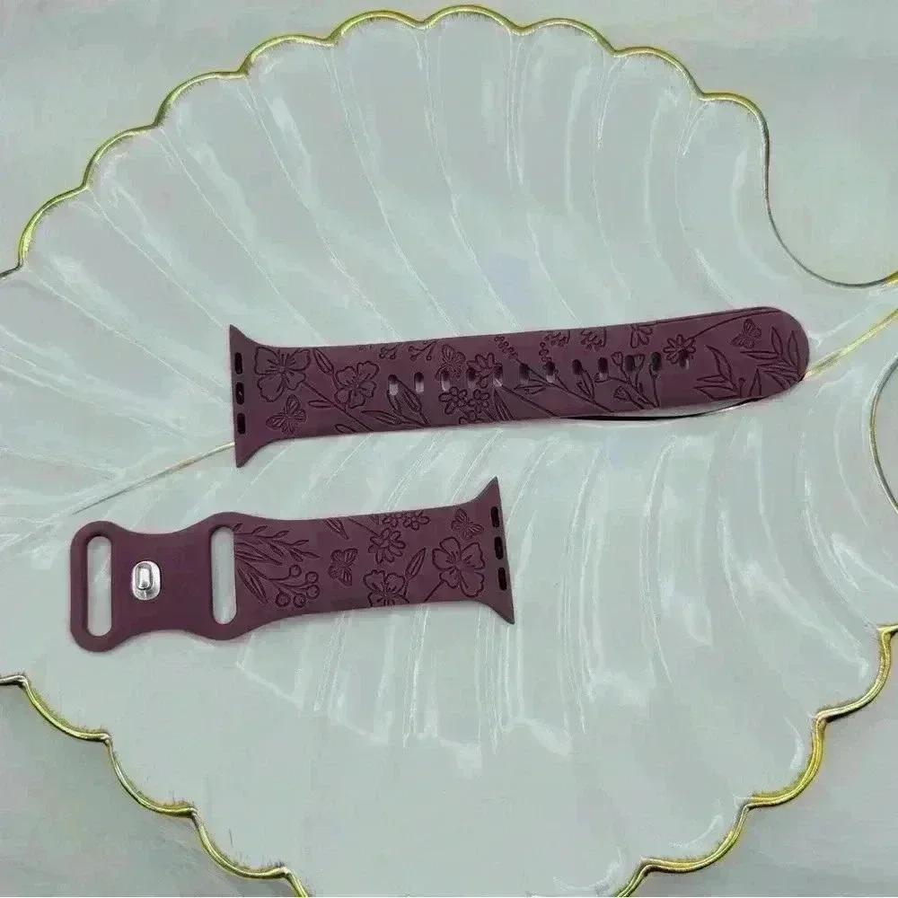 New Floral Design Apple Watch Bands 42mm 44mm 45mm 49mm Violet